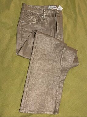 LOFT Straight Ankle Pants Jeans - Taupe Shimmer